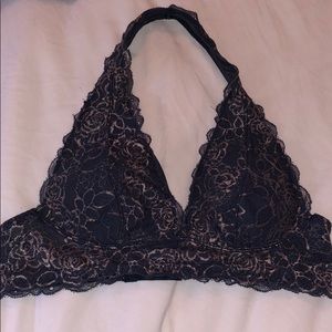 Free Press blue & rose gold lacy halter bralette